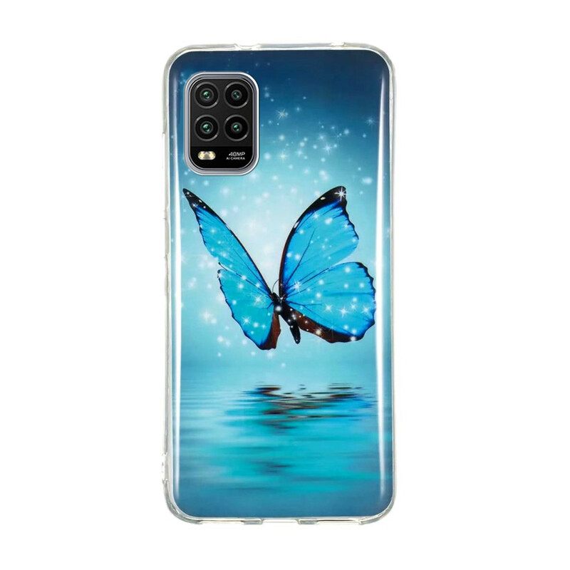 Case Xiaomi Mi 10 Lite Fluoresoiva Sininen Perhonen