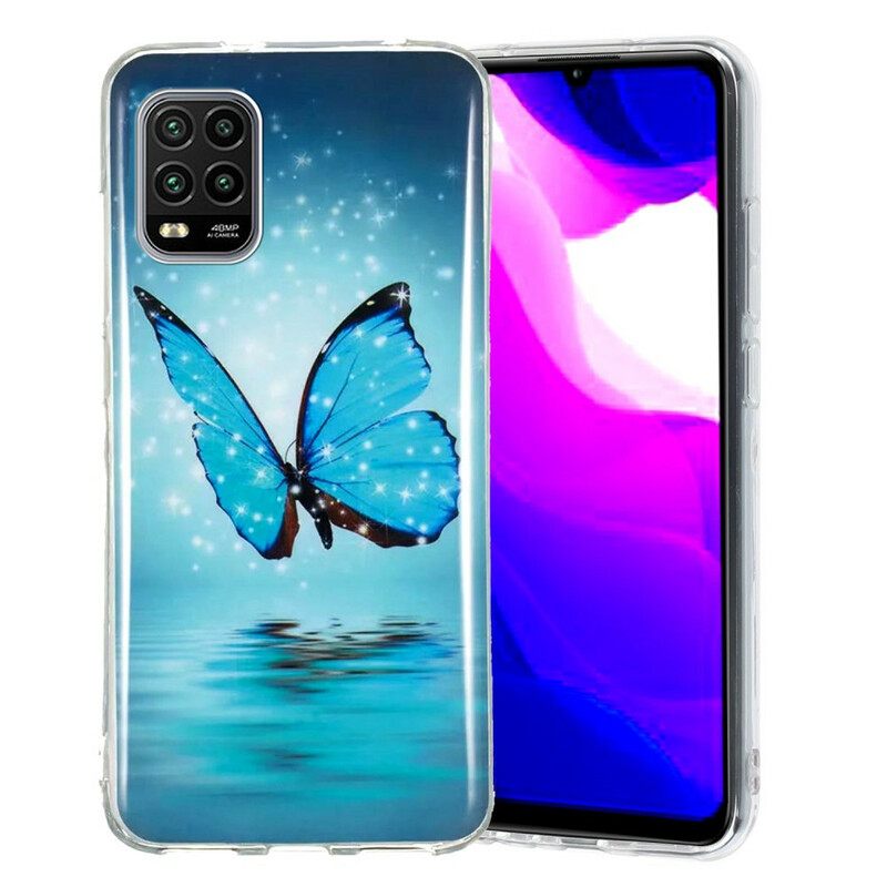 Case Xiaomi Mi 10 Lite Fluoresoiva Sininen Perhonen