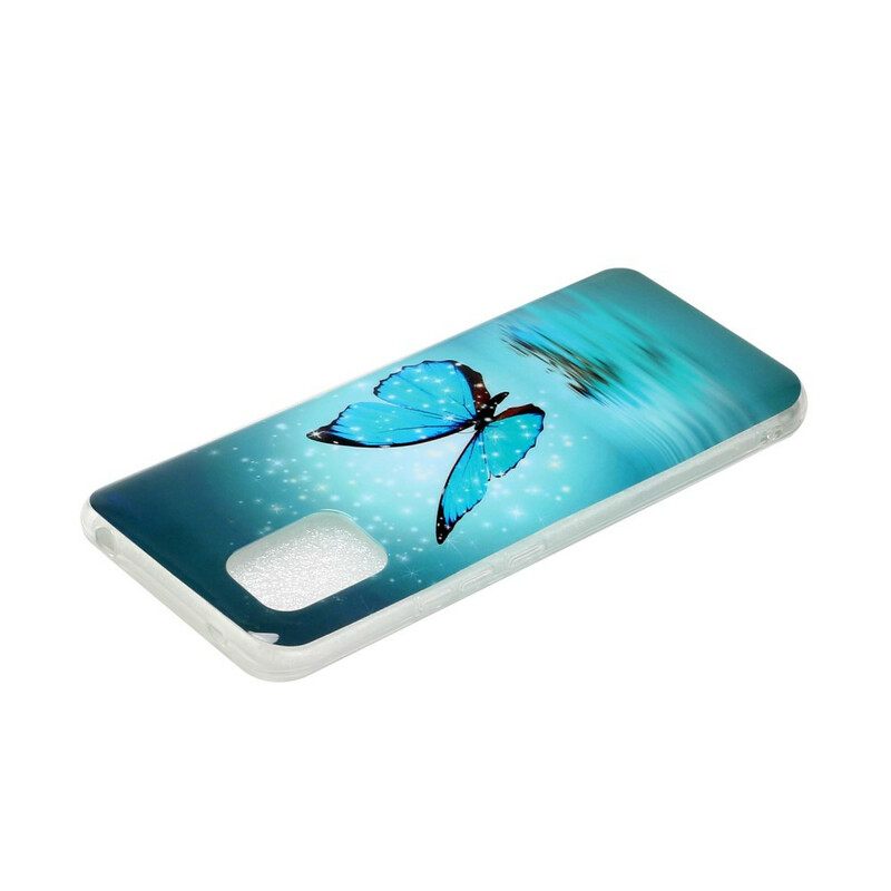 Case Xiaomi Mi 10 Lite Fluoresoiva Sininen Perhonen