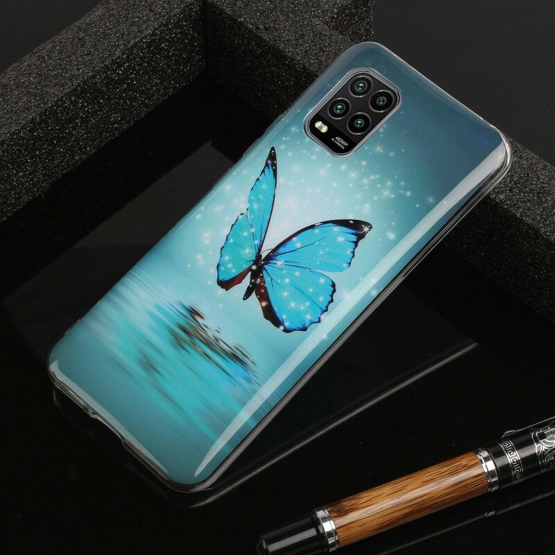 Case Xiaomi Mi 10 Lite Fluoresoiva Sininen Perhonen