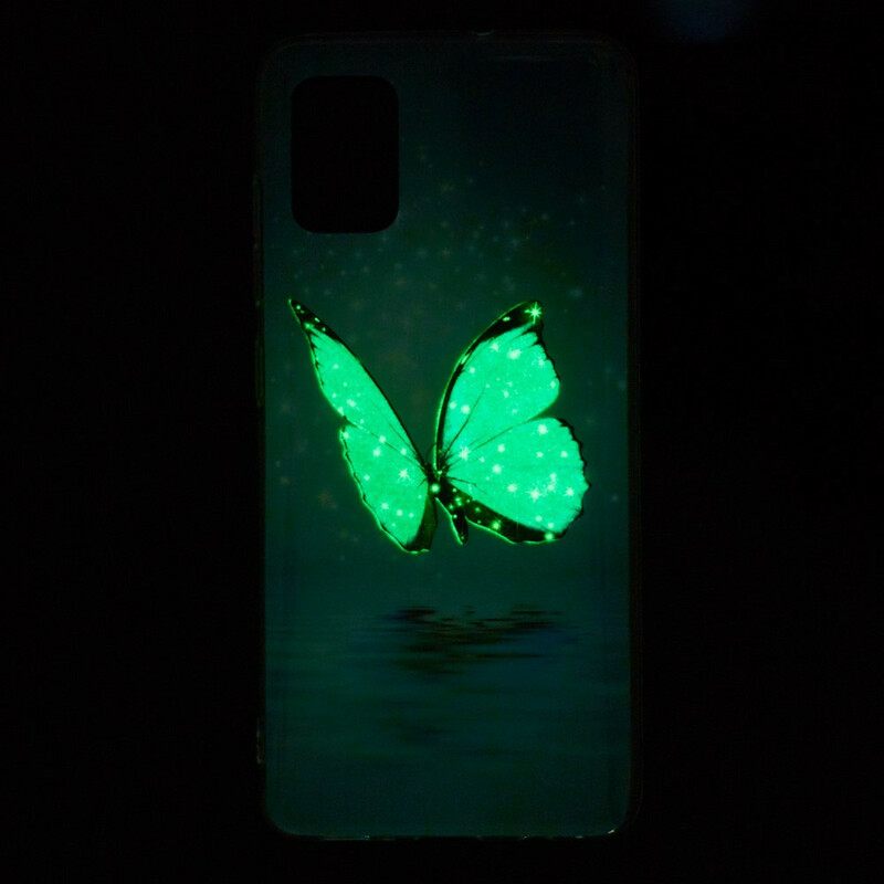 Case Xiaomi Mi 10 Lite Fluoresoiva Sininen Perhonen