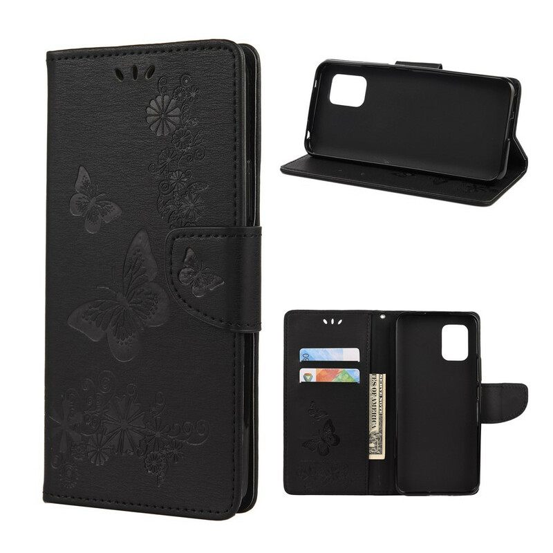 Flip Case Xiaomi Mi 10 Lite Vain Perhosia Kaulanauhalla