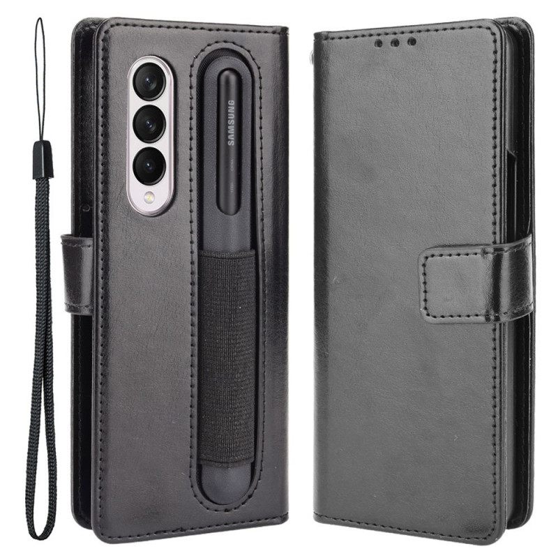 Kotelot Samsung Galaxy Z Fold 3 5G Keinonahkainen Näyttävä Kynäteline