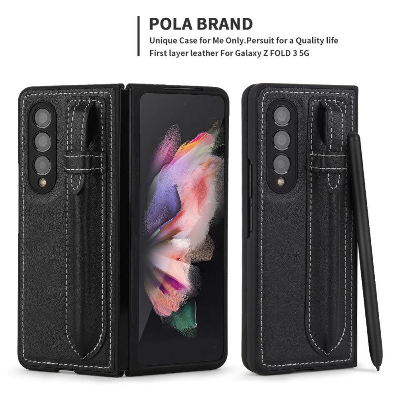 Kuori Samsung Galaxy Z Fold 3 5G Aito Nahkainen Kynäpidike