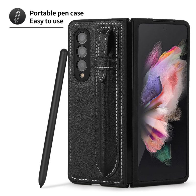 Kuori Samsung Galaxy Z Fold 3 5G Aito Nahkainen Kynäpidike