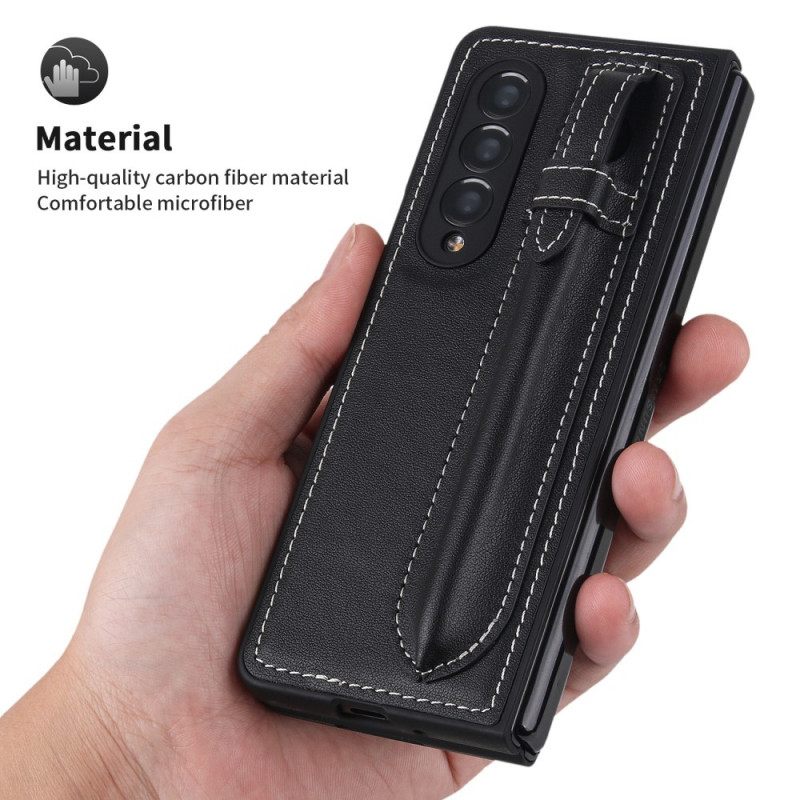 Kuori Samsung Galaxy Z Fold 3 5G Aito Nahkainen Kynäpidike