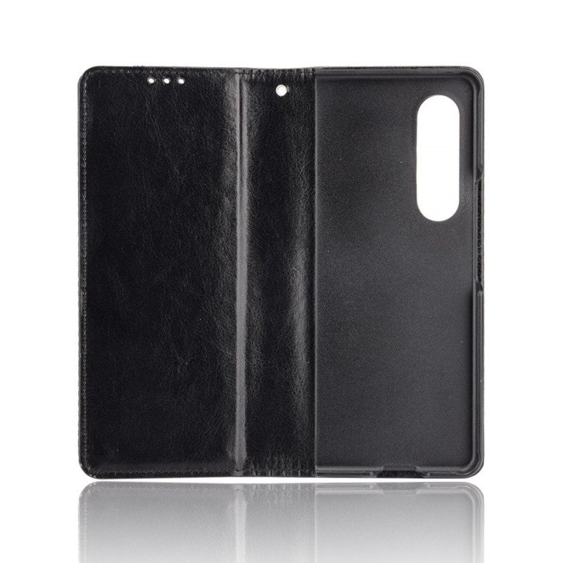 Nahkakotelo Samsung Galaxy Z Fold 3 5G Tyylitelty Nahkatehostekynäteline