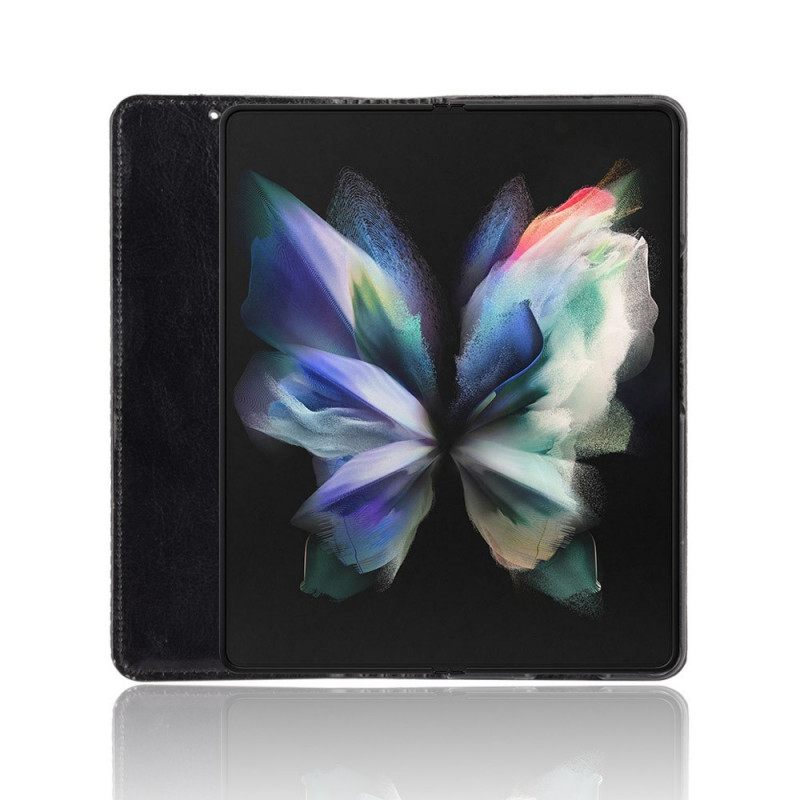 Nahkakotelo Samsung Galaxy Z Fold 3 5G Tyylitelty Nahkatehostekynäteline