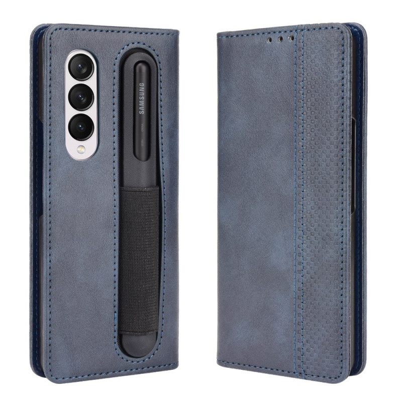 Nahkakotelo Samsung Galaxy Z Fold 3 5G Tyylitelty Nahkatehostekynäteline