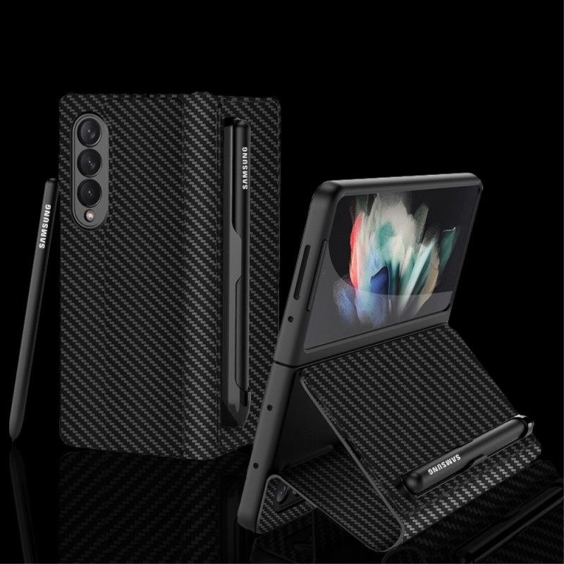Puhelinkuoret Samsung Galaxy Z Fold 3 5G Kotelot Flip Hiilikuitukynäteline