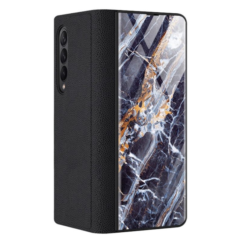 Puhelinkuoret Samsung Galaxy Z Fold 3 5G Kotelot Flip Marble Effect Karkaistu Lasi