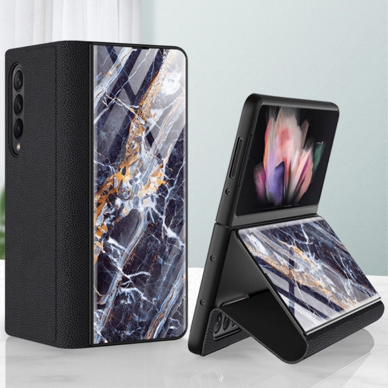 Puhelinkuoret Samsung Galaxy Z Fold 3 5G Kotelot Flip Marble Effect Karkaistu Lasi