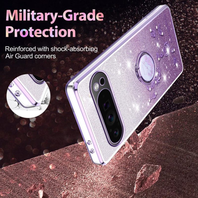 Case Google Pixel 10 / 10 Pro Puhelinkuoret Kadem-teline Strassikivillä Ja Sormuksella