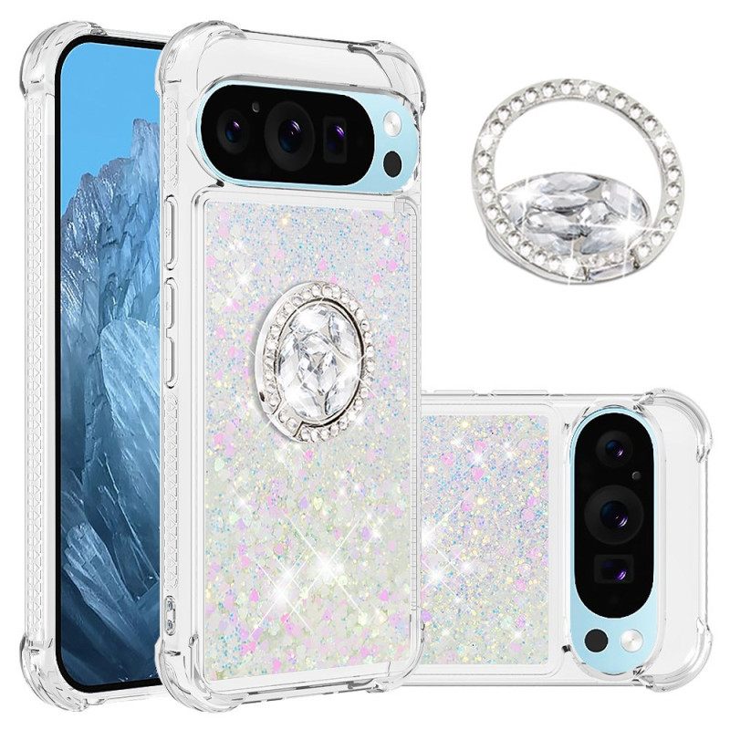Kuori Google Pixel 10 / 10 Pro Glitter-liukuvärjäys Sormuspidikkeellä Suojakuori