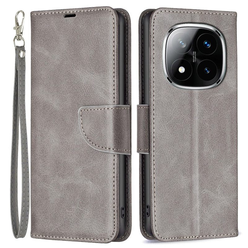 Lederhüllen Xiaomi Redmi Note 14 Pro 5g Handyhülle Schräger Riemenverschluss