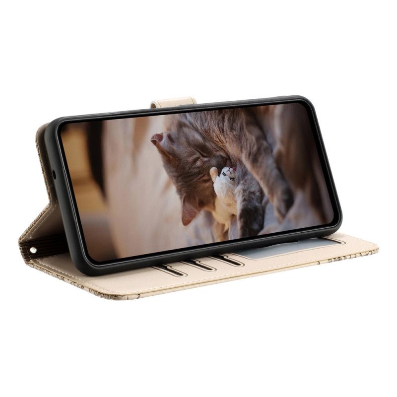 Nahkakotelo Xiaomi Redmi Note 14 Pro 5g Kissakuvio Ja Hihna