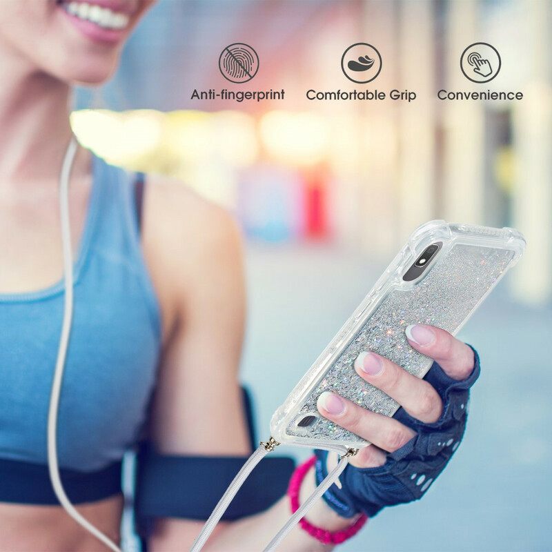 Case Samsung Galaxy A10 Paljetteja Kiristysnyörillä