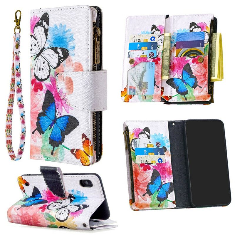 Kotelot Samsung Galaxy A10 Butterflies Vetoketjullinen Tasku