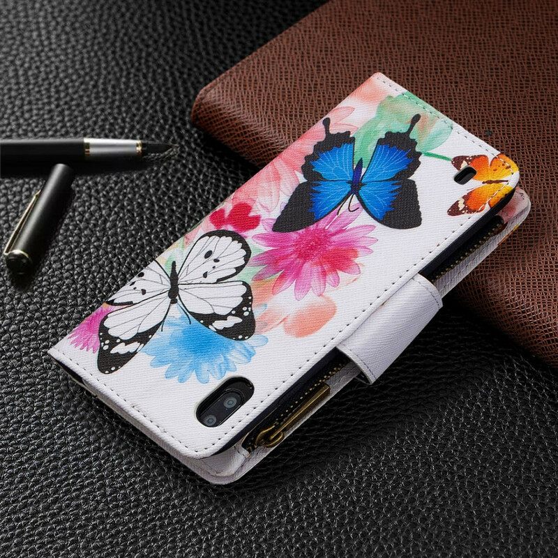 Kotelot Samsung Galaxy A10 Butterflies Vetoketjullinen Tasku