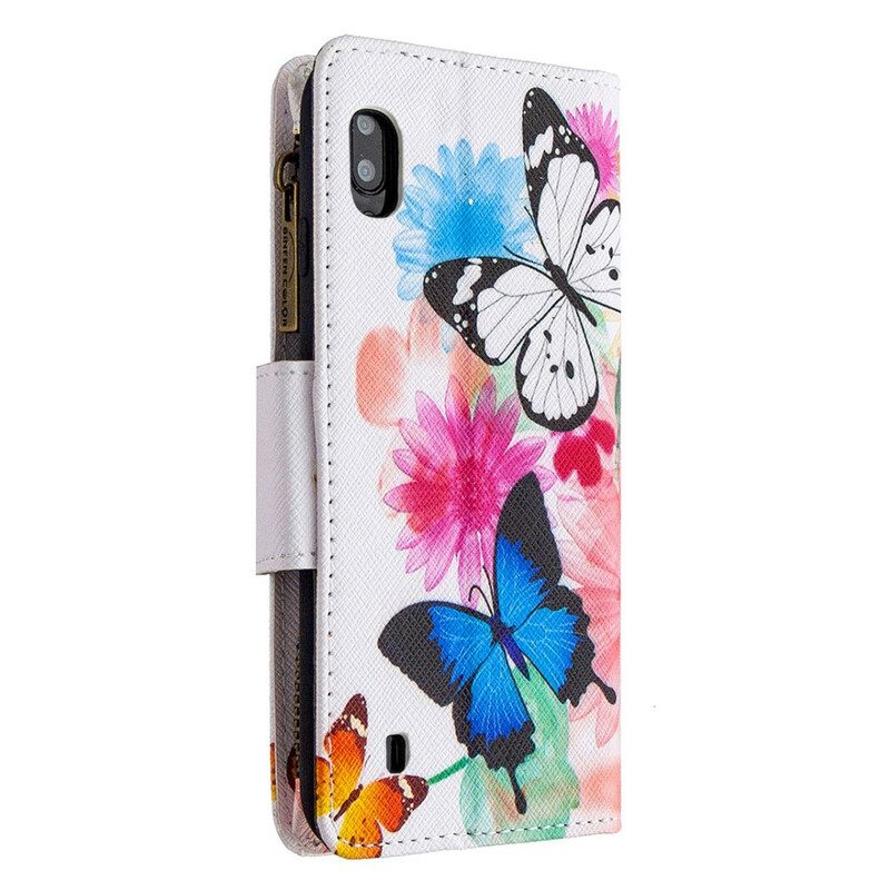 Kotelot Samsung Galaxy A10 Butterflies Vetoketjullinen Tasku