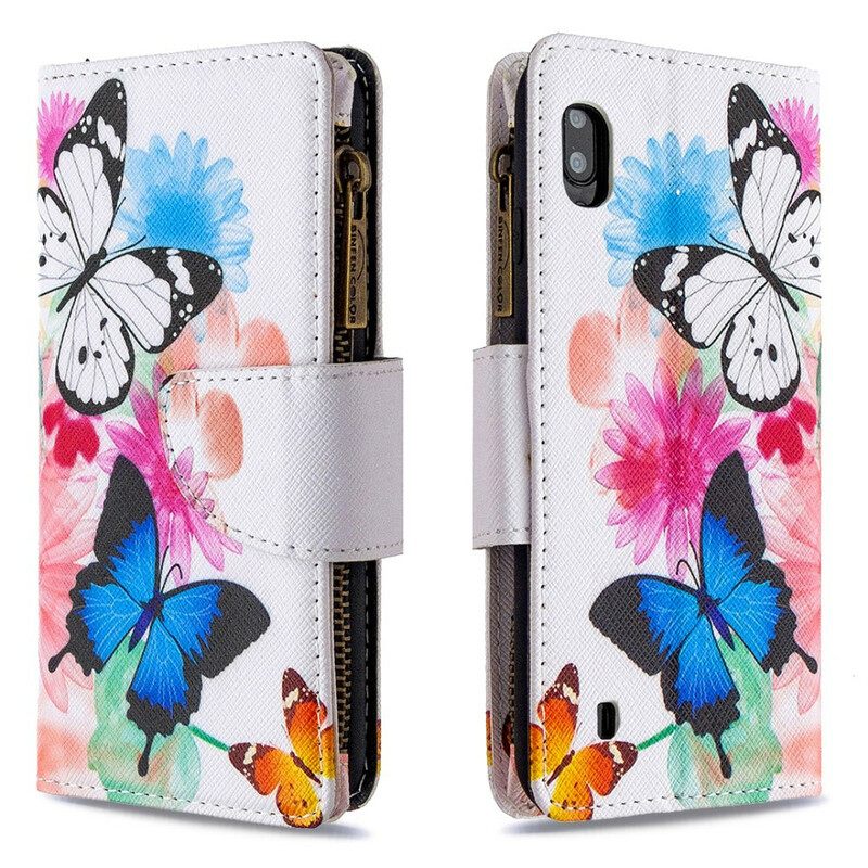Kotelot Samsung Galaxy A10 Butterflies Vetoketjullinen Tasku