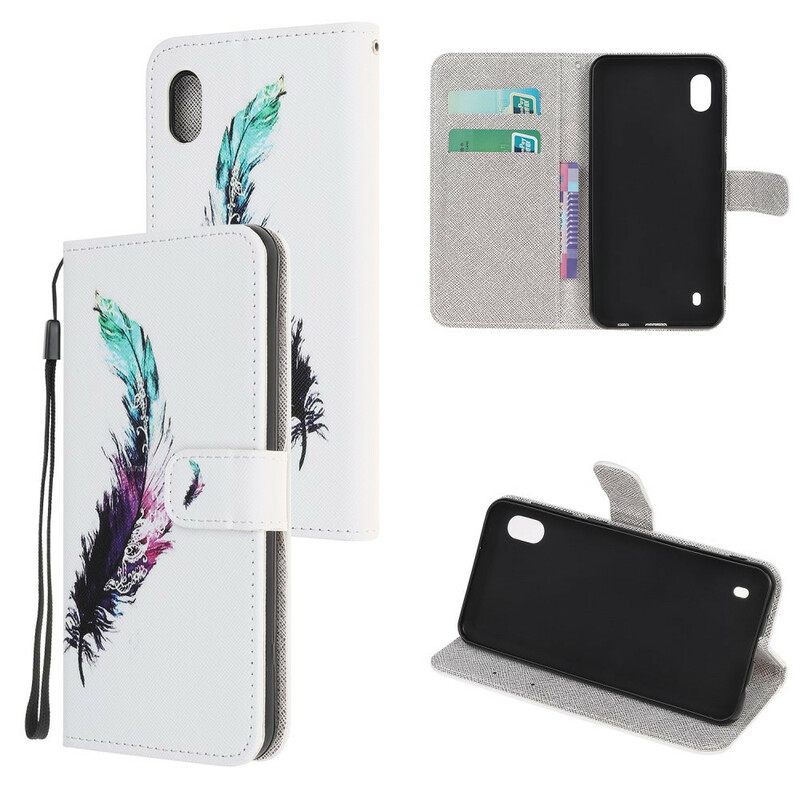 Kotelot Samsung Galaxy A10 Suojaketju Kuori Feather Kaulanauhalla