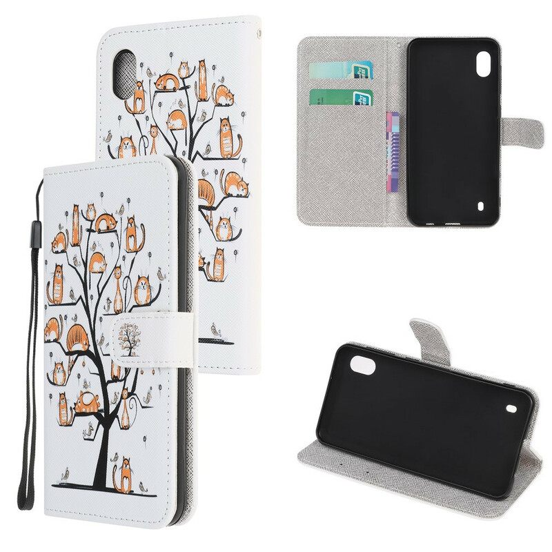 Kotelot Samsung Galaxy A10 Suojaketju Kuori Funky Cats Hihnalla