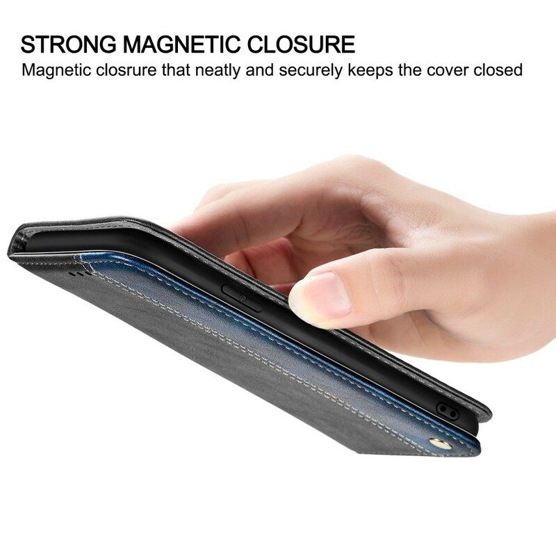 Puhelinkuoret Samsung Galaxy A10 Kotelot Flip Faux Leather Button Musta