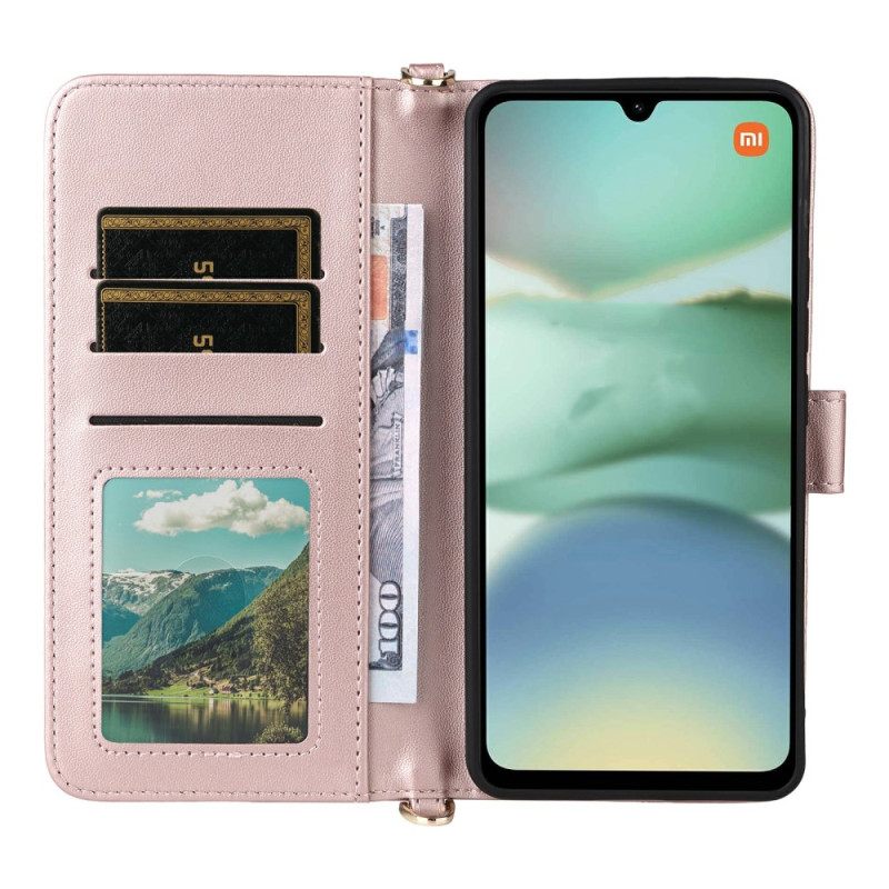 Kotelot Poco C71 Tikattu Lompakko Hihnalla Ja Olkahihnalla Suojakuori