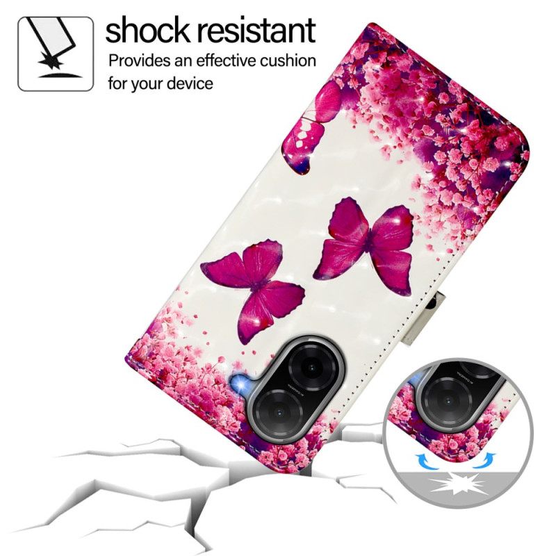 Kotelot Poco C71 Vaaleanpunaiset Perhoset