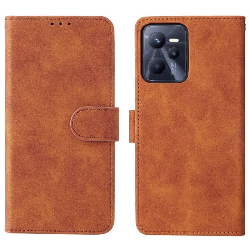 Flip Case Realme C35 Suojaketju Kuori Skin-touch Feeling Hihna