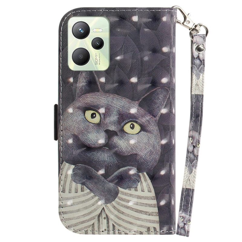 Kotelot Realme C35 Suojaketju Kuori Grey Thong Cat
