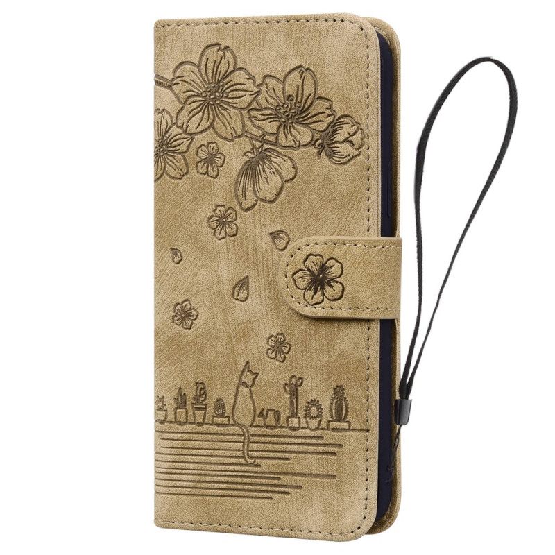 Kotelot iPhone 14 Pro Suojaketju Kuori Cat Strappy Print