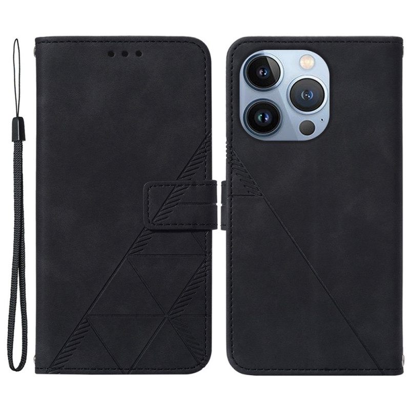 Kotelot iPhone 14 Pro Suojaketju Kuori Strappy Triangles