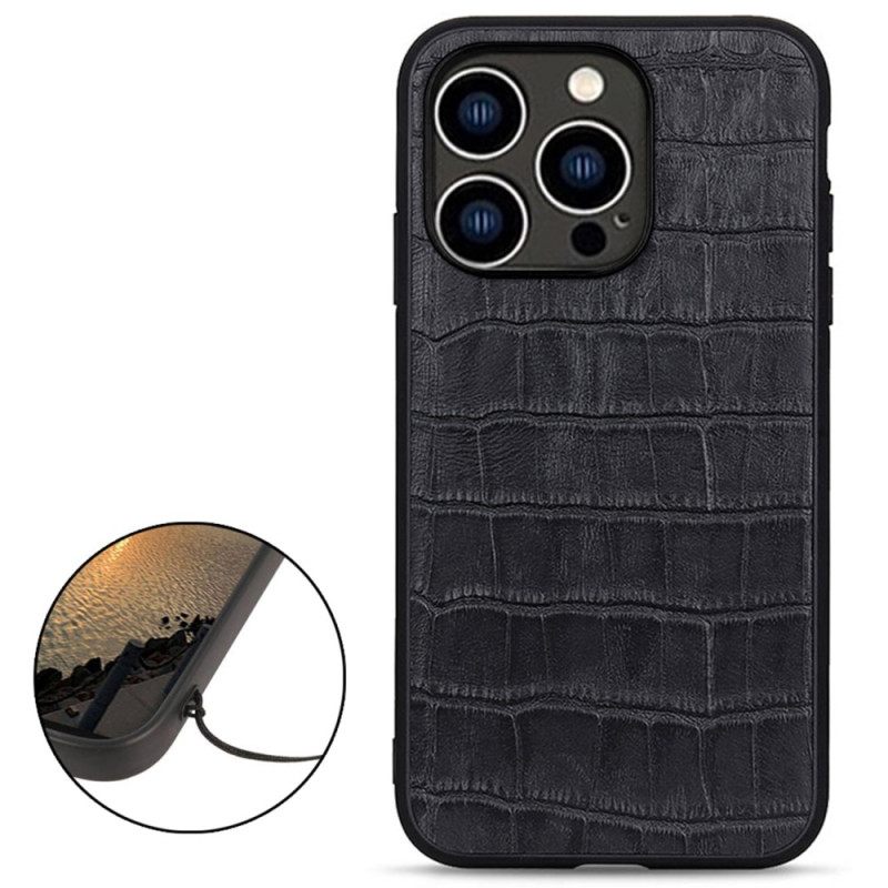 Kuori iPhone 14 Pro Aito Crocodile Texture Nahka