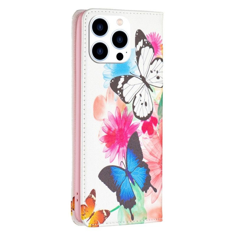 Puhelinkuoret iPhone 14 Pro Kotelot Flip Perhoset