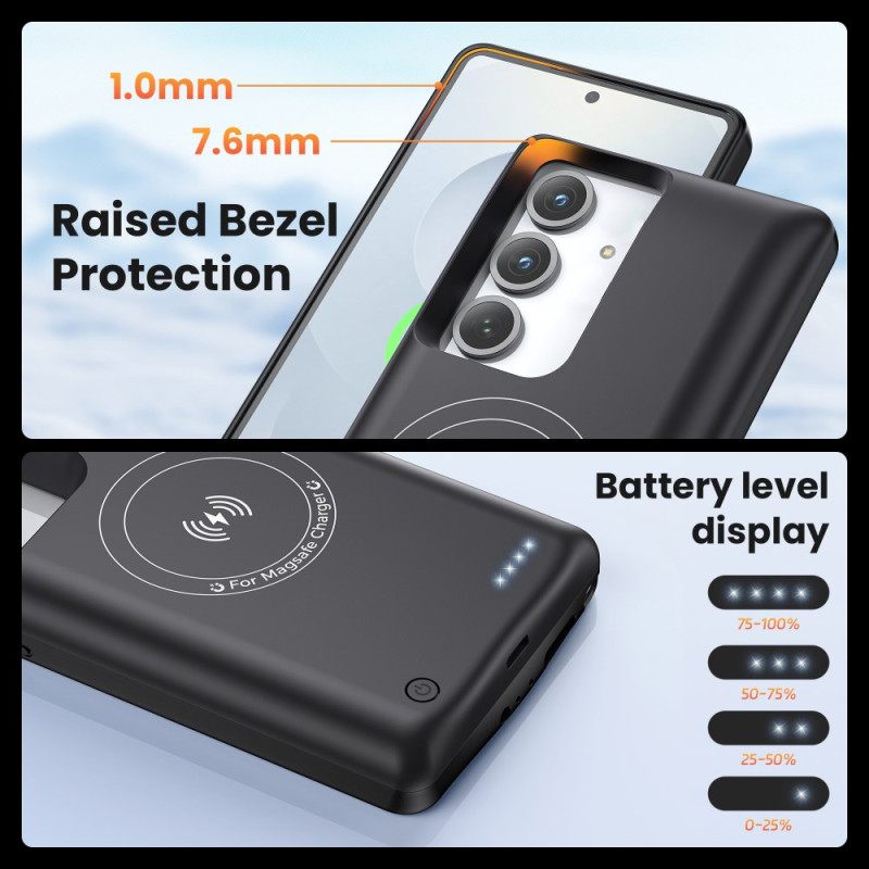 10000mah Ulkoinen Akkukotelo Samsung Galaxy S25 / S24 Magneettikiinnityksellä