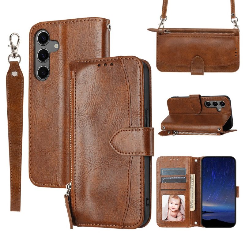 Kotelot Samsung Galaxy S25 5g Puhelinkuoret Vetoketjullinen Tasku Hihna Ja Olkahihna