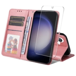 Nahkakotelo Samsung Galaxy S25 5g Enkay Keinonahkainen Näytönsuoja Karkaistusta Lasista