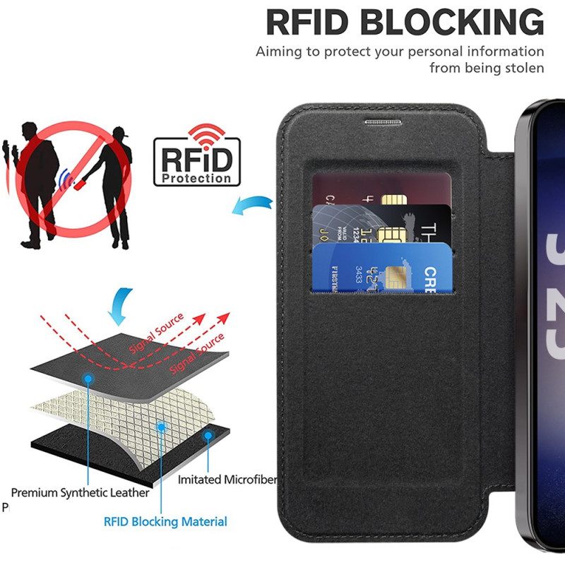 Nahkakotelo Samsung Galaxy S25 5g Nahkaefekti Yhteensopiva Magsafen Ja Rfid-suojauksen Kanssa Suojakuori