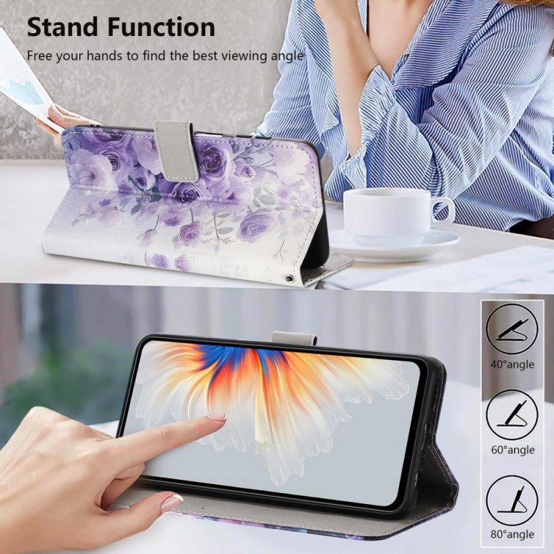 Kotelot Vivo V60 Lite Violetit Ruusut Suojakuori