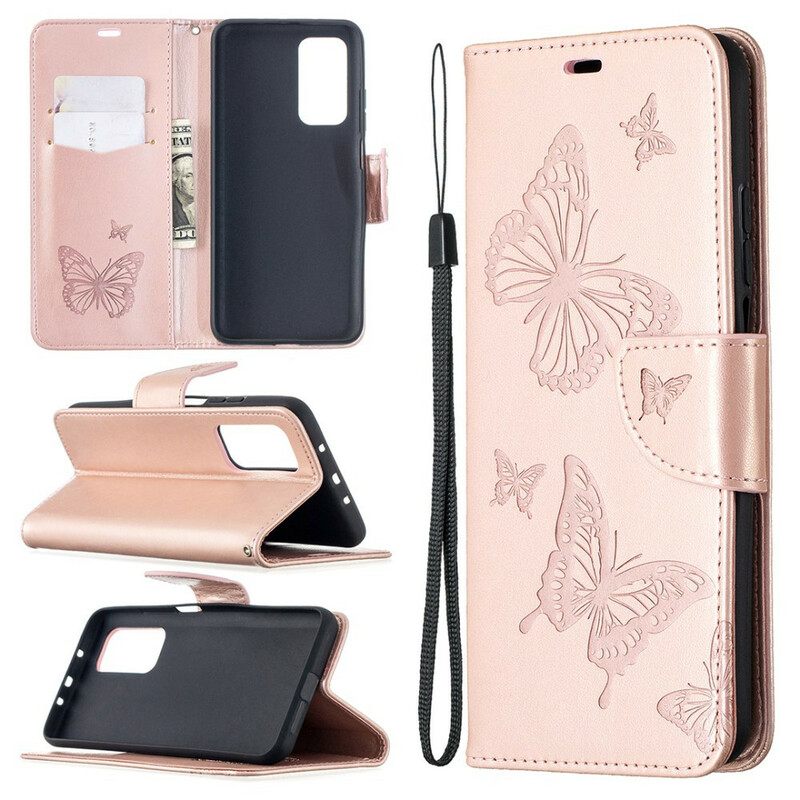 Flip Case Xiaomi Mi 10T / 10T Pro Suojaketju Kuori Butterflies Painettu Hihna