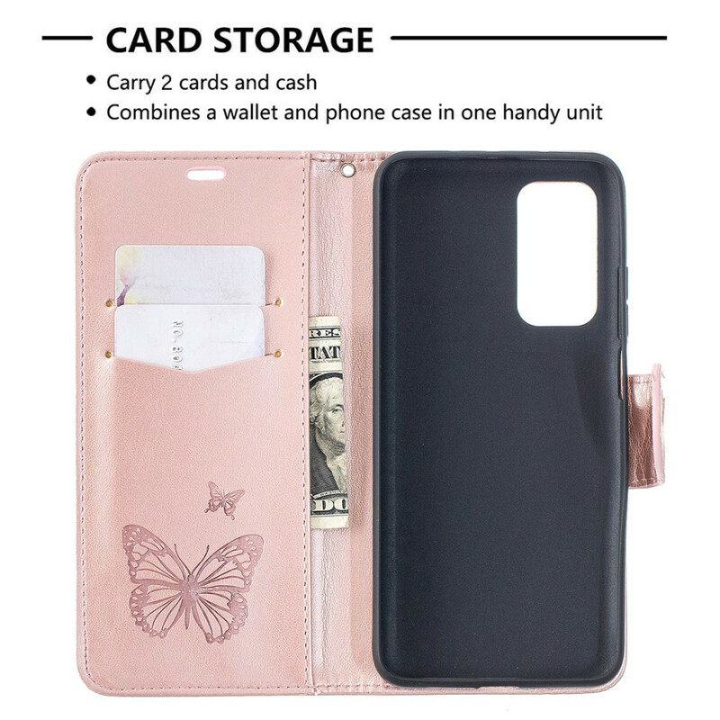 Flip Case Xiaomi Mi 10T / 10T Pro Suojaketju Kuori Butterflies Painettu Hihna
