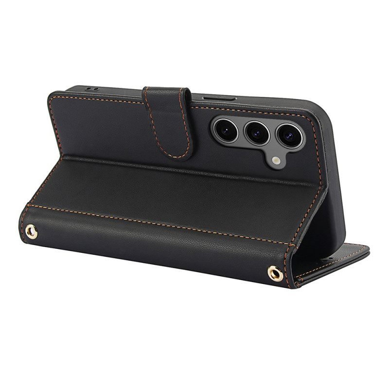 Kotelot Samsung Galaxy S25 Plus 5g Nahkakuvioinen Lompakko Hihnalla