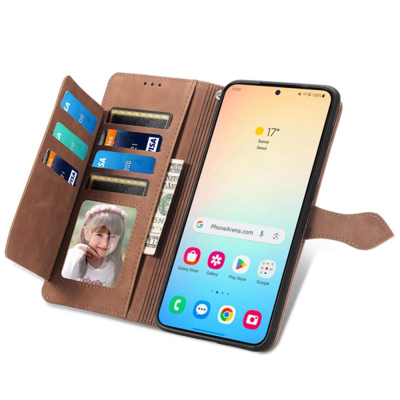 Kuoret Samsung Galaxy S25 Plus 5g Mokkanahkaefekti Pitsiremmi