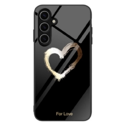 Kuori Samsung Galaxy S25 Plus 5g Karkaistua Lasia Kultainen Sydän Mustalla Pohjalla Tausta