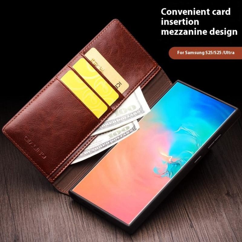 Nahkakotelo Samsung Galaxy S25 Plus 5g Aitoa Nahkaa Suojakuori