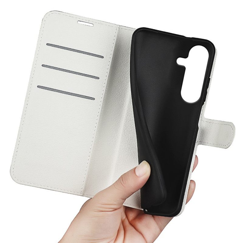 Nahkakotelo Samsung Galaxy S25 Plus 5g Klassinen Litsikuvioinen Keinonahka