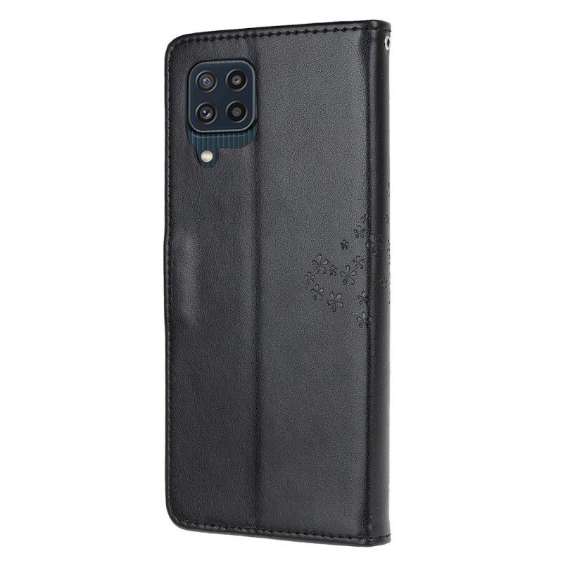 Kotelot Samsung Galaxy M32 Suojaketju Kuori Tree Ja Pöllöt Hihnalla