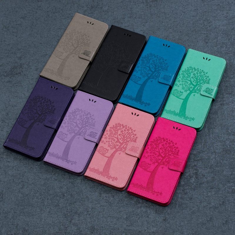 Kotelot Samsung Galaxy M32 Suojaketju Kuori Tree Ja Pöllöt Hihnalla